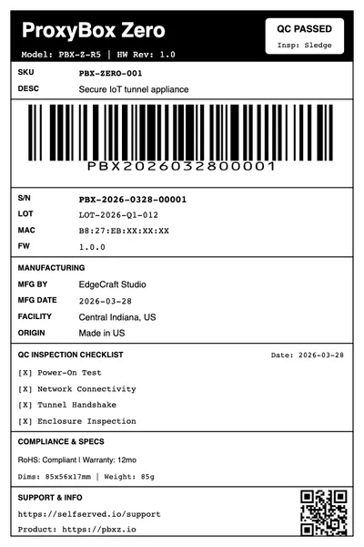 Product label rendered by BinderyPress